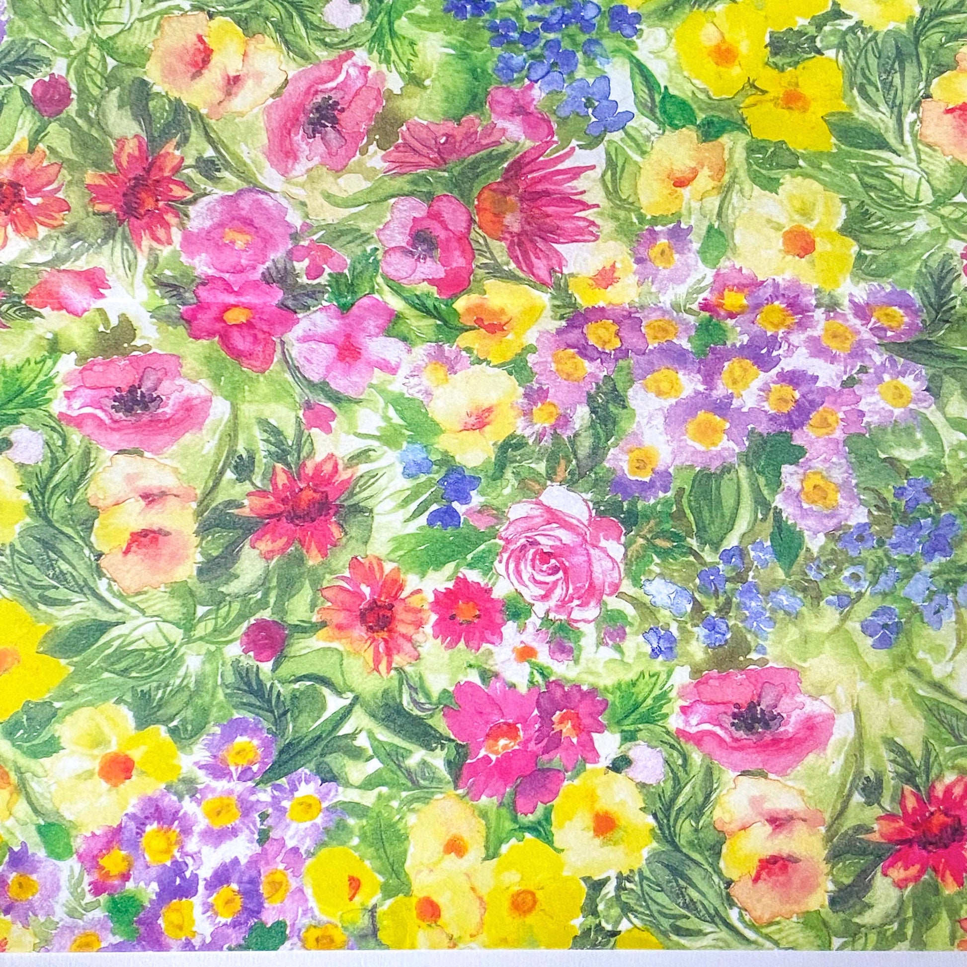 multi coloured bright floral flower flowers garden border tissue paper two 2 sheets pack sheet fine pretty wrap wrapping gift gifts packaging supplies uk cute kawaii stationery shop store pink yellow blue purple