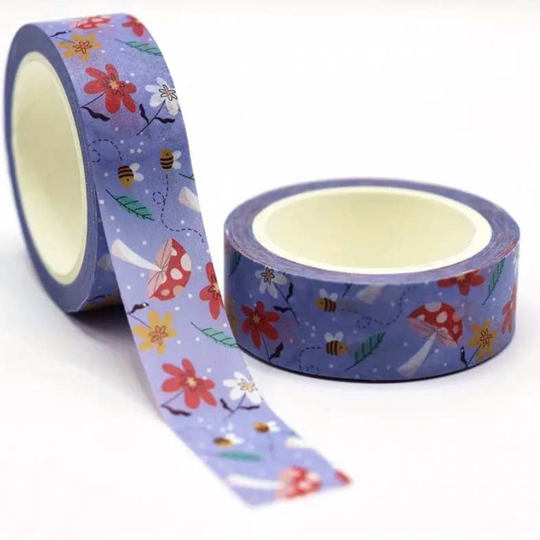 10m roll washi tape tapes rolls uk cute kawaii bargain stationery shop store supplies planner addict purple pink blue lilac brown grey mushroom flower floral butterfly butterflies foil leaves crow magic spooky