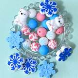 polar bear bears silicone pvc jumbo very large big chunky bead beads uk cute kawaii craft supplies shop store winter snow snowy blue white pink round 15mm making your own beaded pen pens glitter base blank blue gradient ombre gift gifts shop stationery supplies 