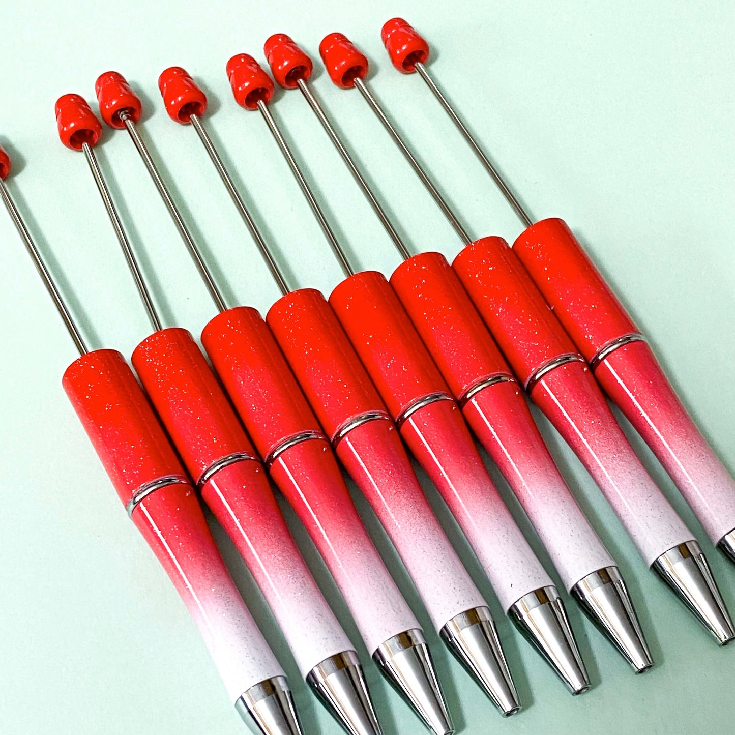 make your own silicone beaded pen pens Christmas festive santa claus father red green white bead beads pvc jumbo large topper mug of cocoa uk cute kawaii crafts craft supplies shop store stationery gift gifts swirly pattern large 15mm 30mm 32mm big red pen base blank glitter ombre