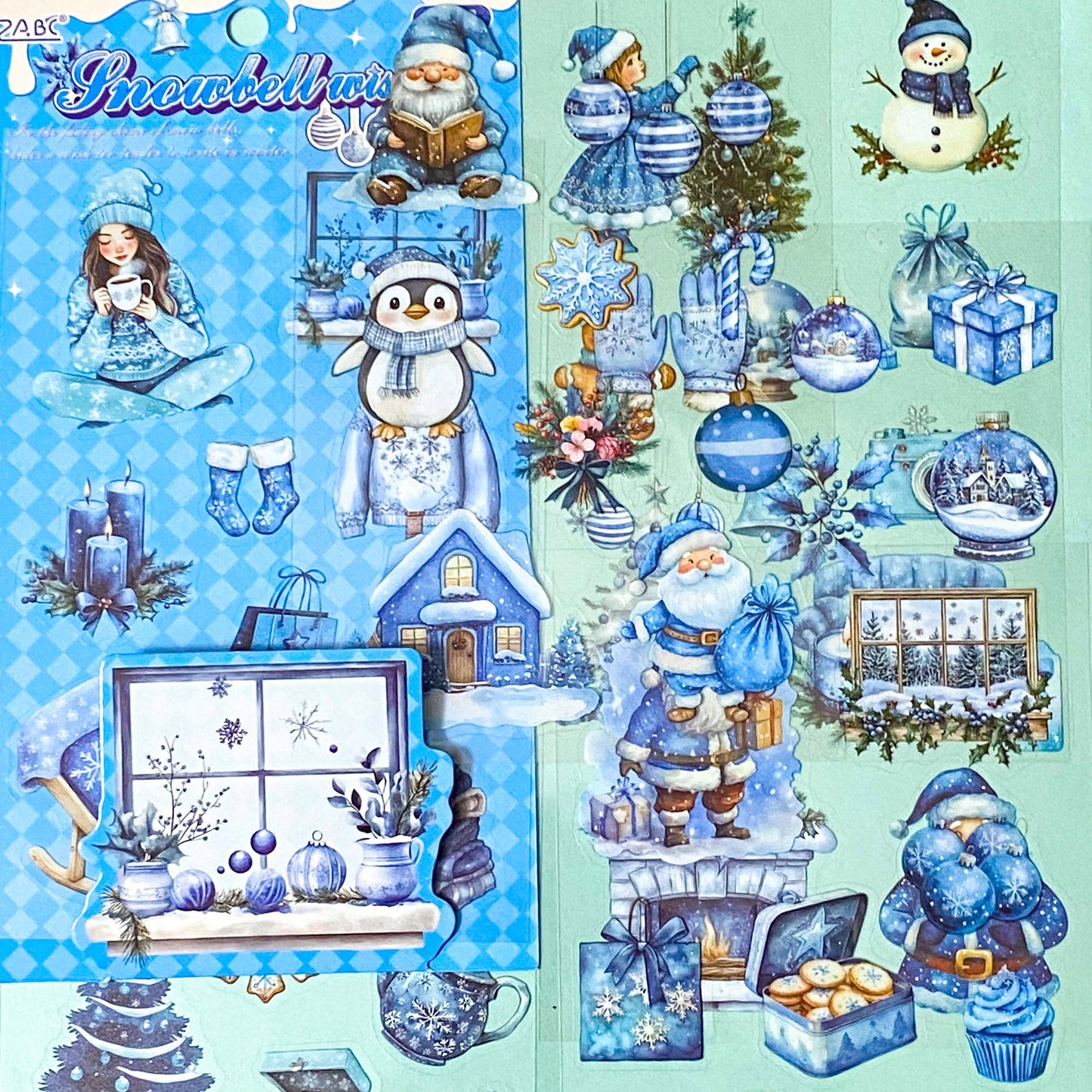 christmas festive large sticker stickers 6 sheet sheets pretty stationery shop store uk planner supplies addict red beige cream blue pink theme pet clear plastic pack