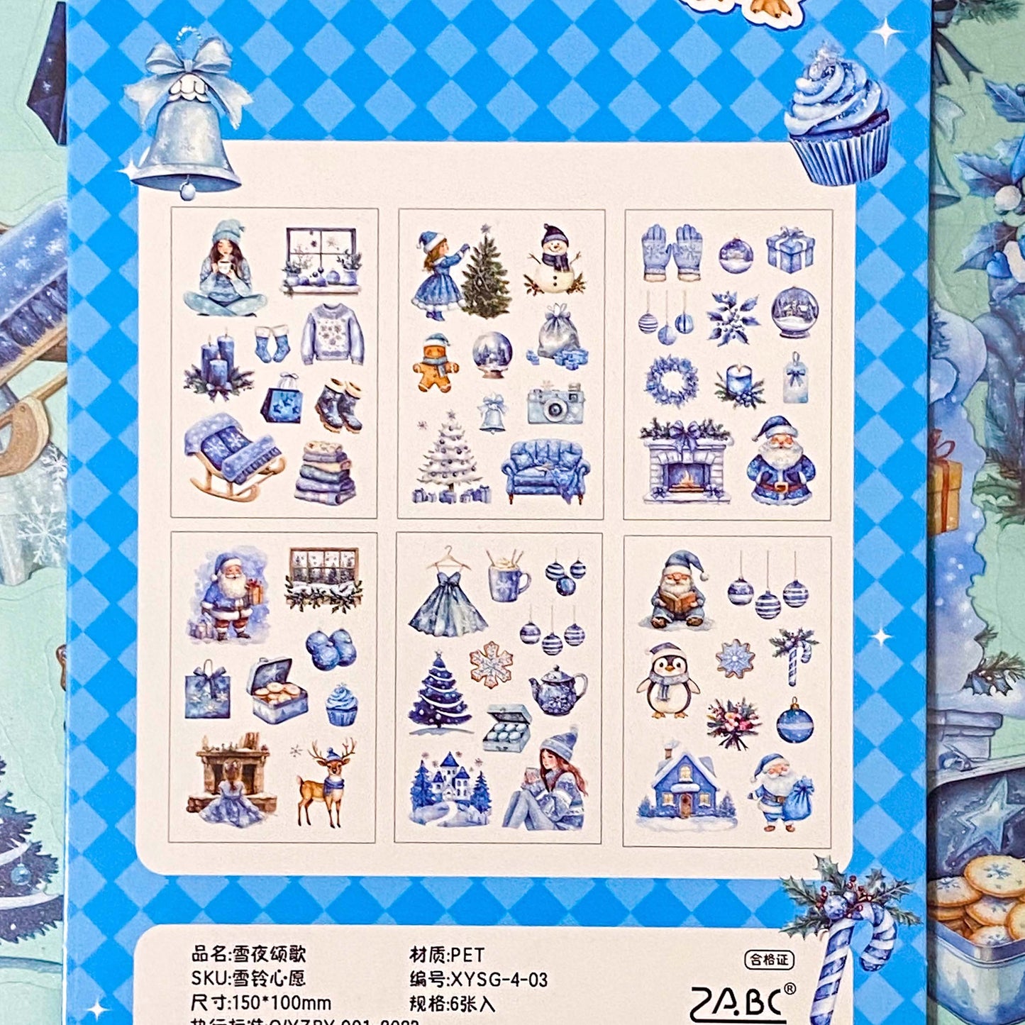 christmas festive large sticker stickers 6 sheet sheets pretty stationery shop store uk planner supplies addict red beige cream blue pink theme pet clear plastic pack