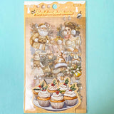 Christmas STICKERS PACK of 6 Sheets Clear Plastic PINK RED BEIGE BLUE