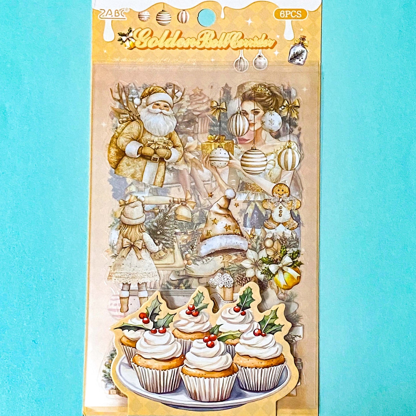christmas festive large sticker stickers 6 sheet sheets pretty stationery shop store uk planner supplies addict red beige cream blue pink theme pet clear plastic pack