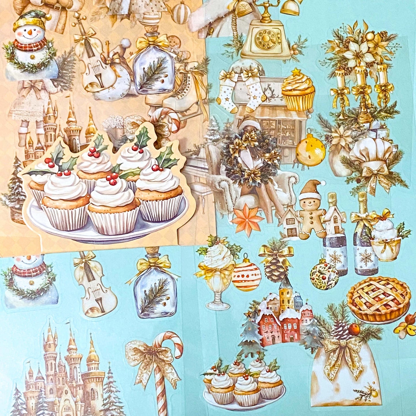 christmas festive large sticker stickers 6 sheet sheets pretty stationery shop store uk planner supplies addict red beige cream blue pink theme pet clear plastic pack