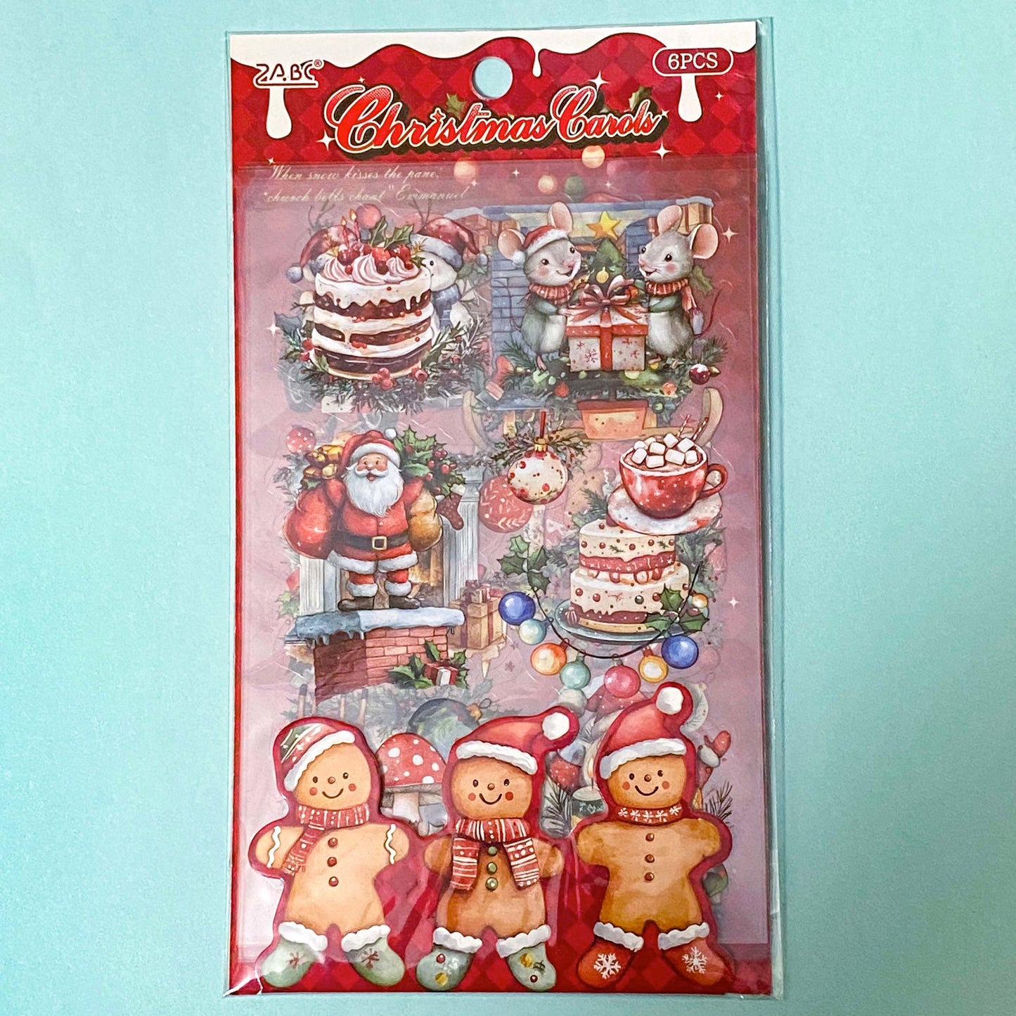 christmas festive large sticker stickers 6 sheet sheets pretty stationery shop store uk planner supplies addict red beige cream blue pink theme pet clear plastic pack