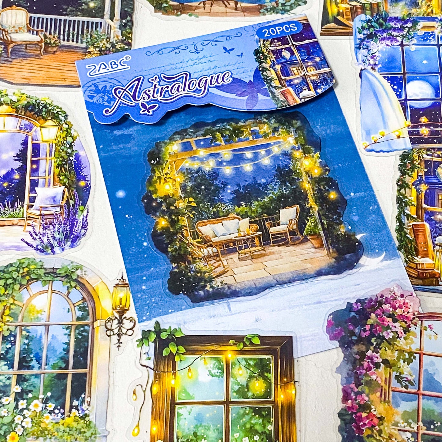 midnight window stickers glowing cosy room sticker pack night garden windows aesthetic clear journaling stickers magical night scenes