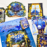 midnight window stickers glowing cosy room sticker pack night garden windows aesthetic clear journaling stickers magical night scenes