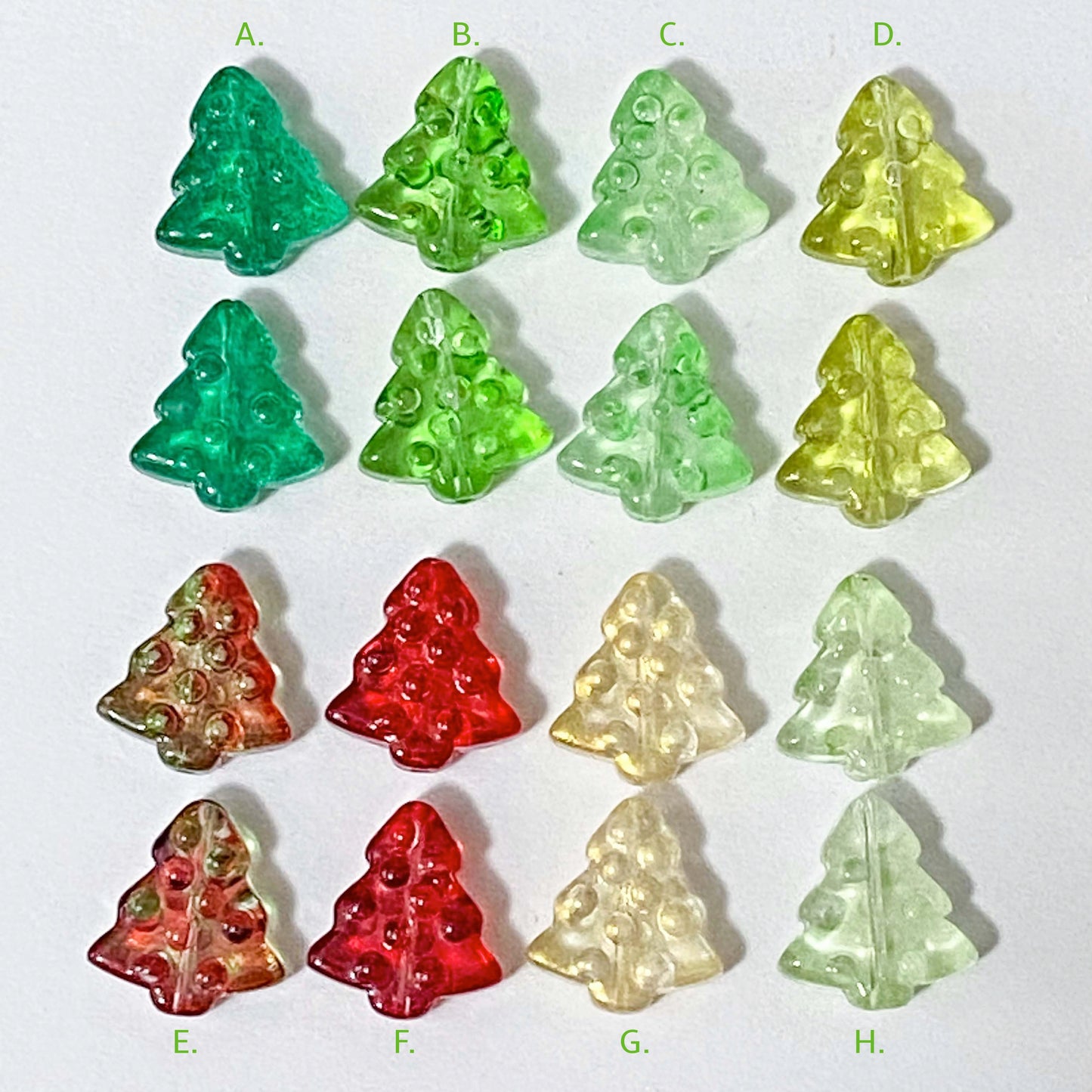 christmas tree bead beads large 16mm glass extra special craft supplies shop store uk cute kawaii green red gold ombre moss dark mid jewellery making crafts