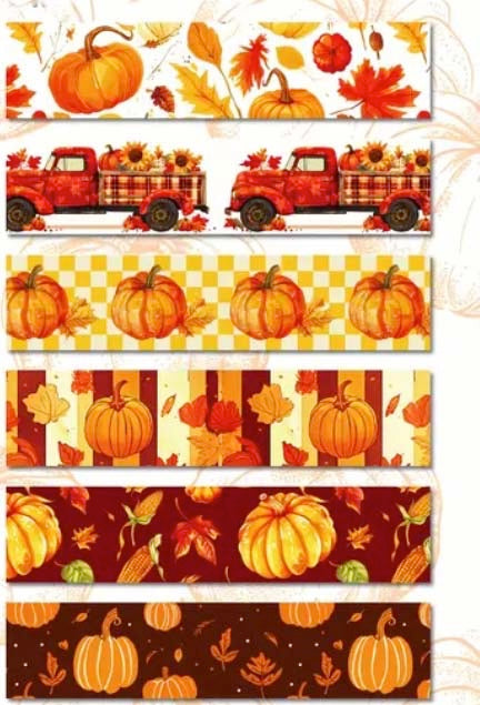autumn washi tape tapes 3m roll rolls leaf leaves pumpkin pumpkins hedgehogs foliage orange brown yellow pink red dark pretty bargain stationery shop store planner supplies addicts cute kawaii uk