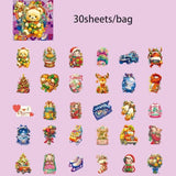 clear plastic pet sticker stickers cute kawaii festive christmas stationery pack of 30 large square colourful traditional winter fun kids uk planner addict shop store