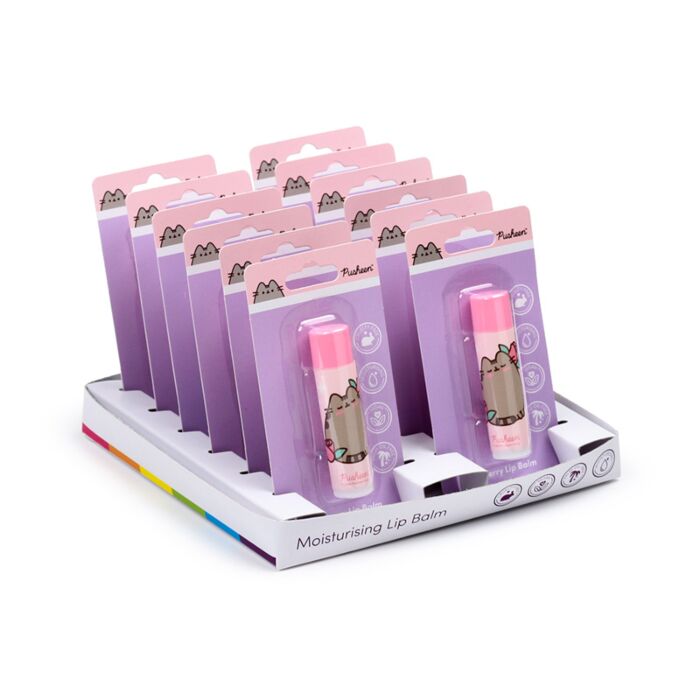 puckator pusheen the cat cats official licensed product strawberry lip balm tube stick pink lilac cute kawaii gift gifts shop store uk fun cat lovers present her lady women girl girls pack