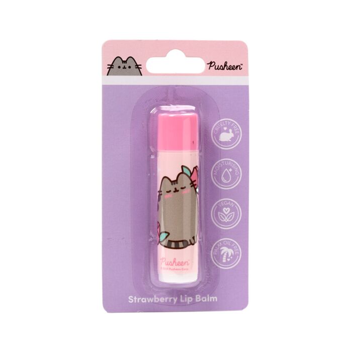 puckator pusheen the cat cats official licensed product strawberry lip balm tube stick pink lilac cute kawaii gift gifts shop store uk fun cat lovers present her lady women girl girls pack