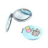 pastel pusheen the cat core metal glass mirror mirrors packet handbag sized round pretty pink blue turquoise green mint lilac uk cute kawaii gift gifts shop store present stocking filler fillers cats kitty official licensed puckator