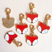 cute kawaii fox foxes red white face gold tone metal enamel planner charm charms clip clips gift gifts uk stationery planning supplies
