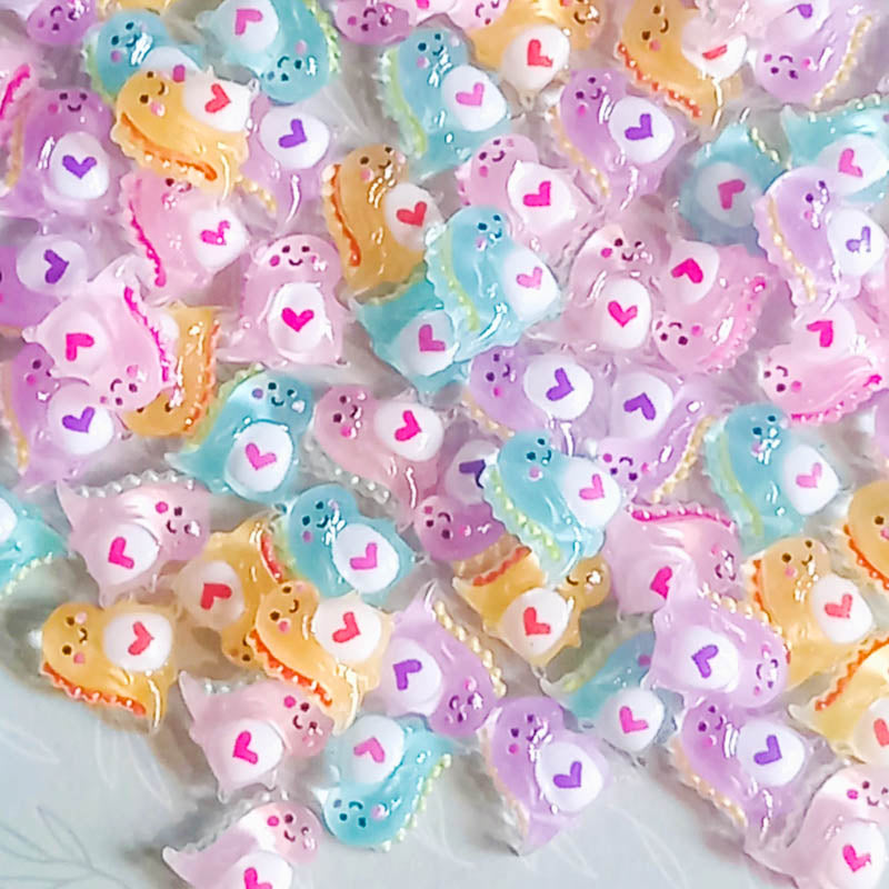 cuddly cute kawaii dino dinsaur resin acrylic fb flatback flat back embellishment small little tiny mini 8mm pink lilac blue aqua orange purple