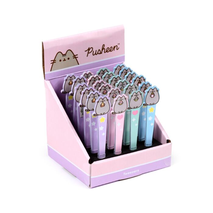 pusheen the cat cats kitty kittens offical licensed product metal steel tweezer tweezers stocking filler fillers gift gifts store shop uk pretty present for her women pink blue mint green lilac shaped core puckator