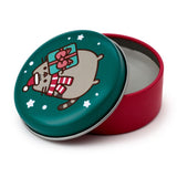pusheen the cat lip balm balms in a tin tins cute kawaii christmas festive gift gifts shop store uk puckator red green pink turquoise box boxes chocolate scent scented clementine peppermint vanilla stocking filler fillers cats lover lovers