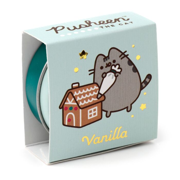 pusheen the cat lip balm balms in a tin tins cute kawaii christmas festive gift gifts shop store uk puckator red green pink turquoise box boxes chocolate scent scented clementine peppermint vanilla stocking filler fillers cats lover lovers