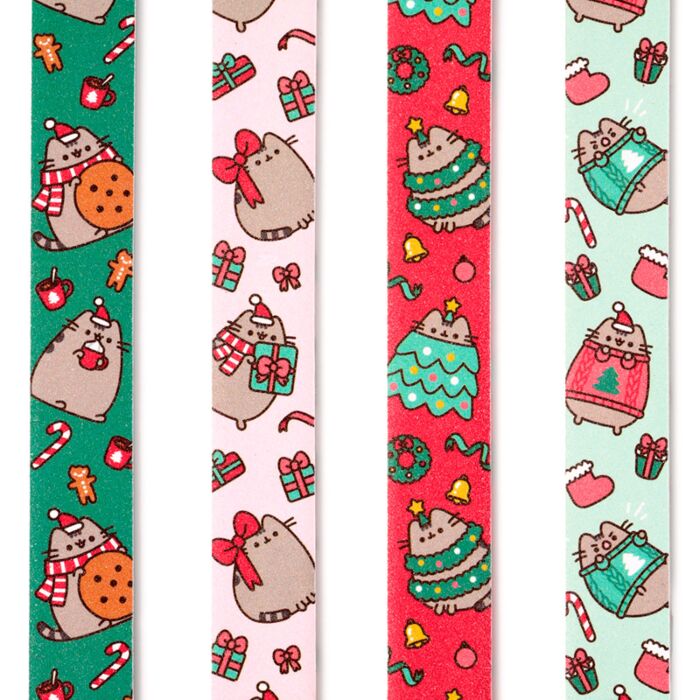 pusheen the cat cats nail file files long big large christmas festive gift gifts uk cute kawaii stocking filler fillers lover lovers kitty red green pink turquoise mint design fun present for her girl puckator