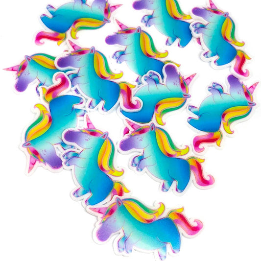 Bright Rainbow Baby Unicorn Acrylic Flat Back 49mm SET OF 5