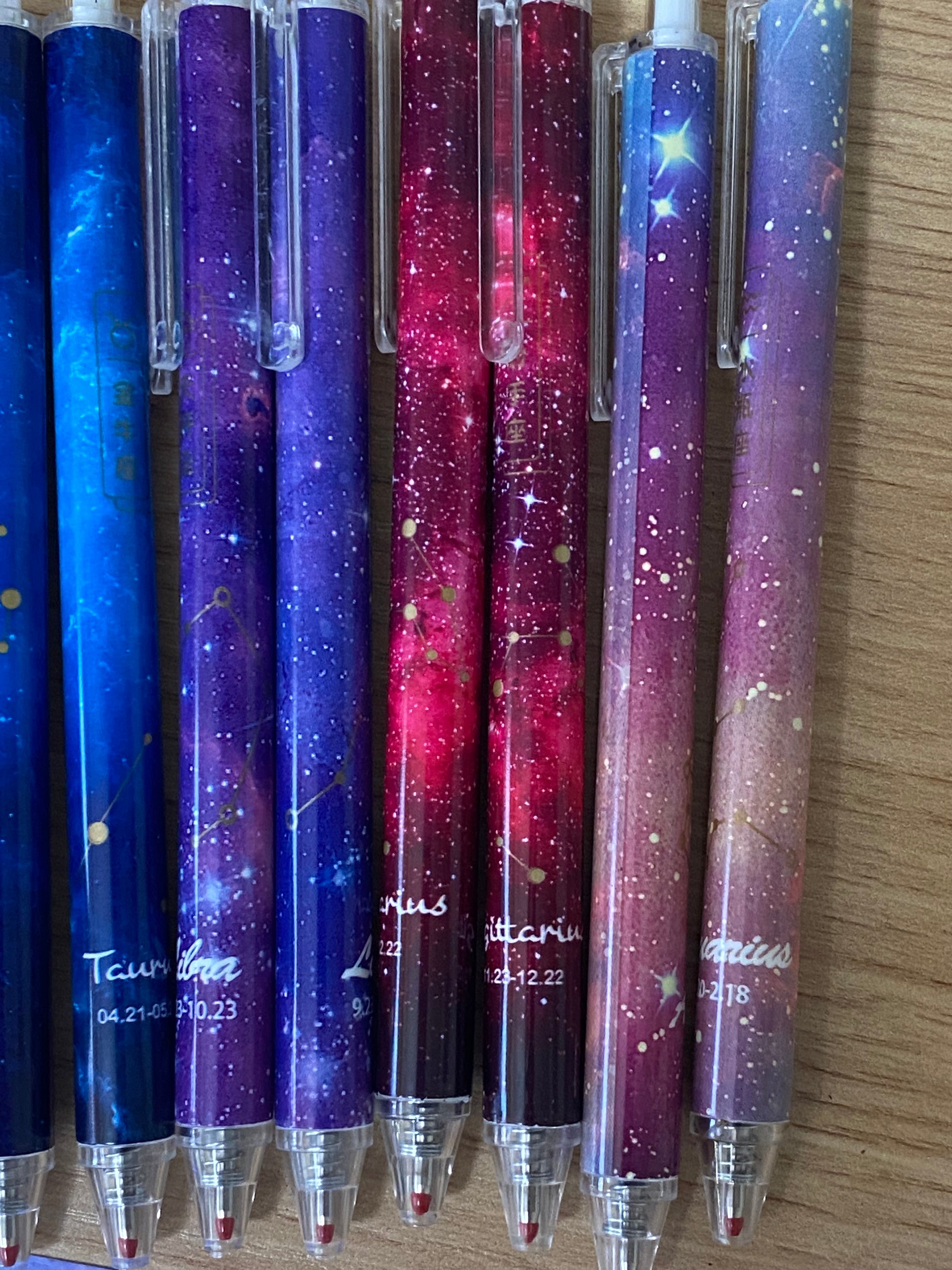star sign signs constellation galaxy zodiac pen pens black gel ink click slim pretty kawaii cute stationery uk gift gifts planner addict shop store blue lilac red gold purple navy