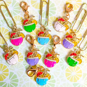 tropical punch cocktail drink gold tone planner charm charms clip clips paper metal enamel pretty cute kawaii gift gifts uk planner supplies accessories green cerise purple pink blue summer theme