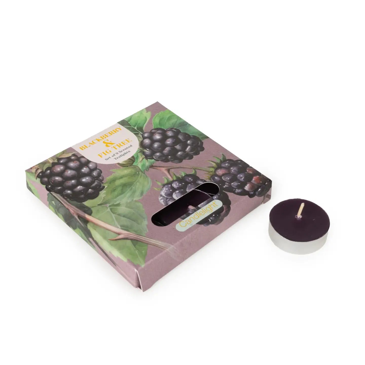 blackberry and fig tea light tealight tealights lights scented christmas autumn gift gifts shop store uk cute kawaii botanical nature beautiful for her women female box boxed set of 9 candlelight