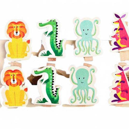 Wild Animals Wooden Peg SET of 5