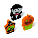 mini pack of 3 halloween eraser erasers puckator spooky set pumpkin witch dracula uk cute kawaii kids gift gifts shop store present stocking filler fillers uk