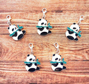 cute panda planner charm clip clips accessory uk kawaii gift gifts planning accessory black and white green bamboo charms