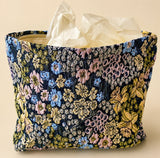 TWILIGHT COTTAGE GARDEN Tapestry Pouch | Lined Floral Cosmetic Bag