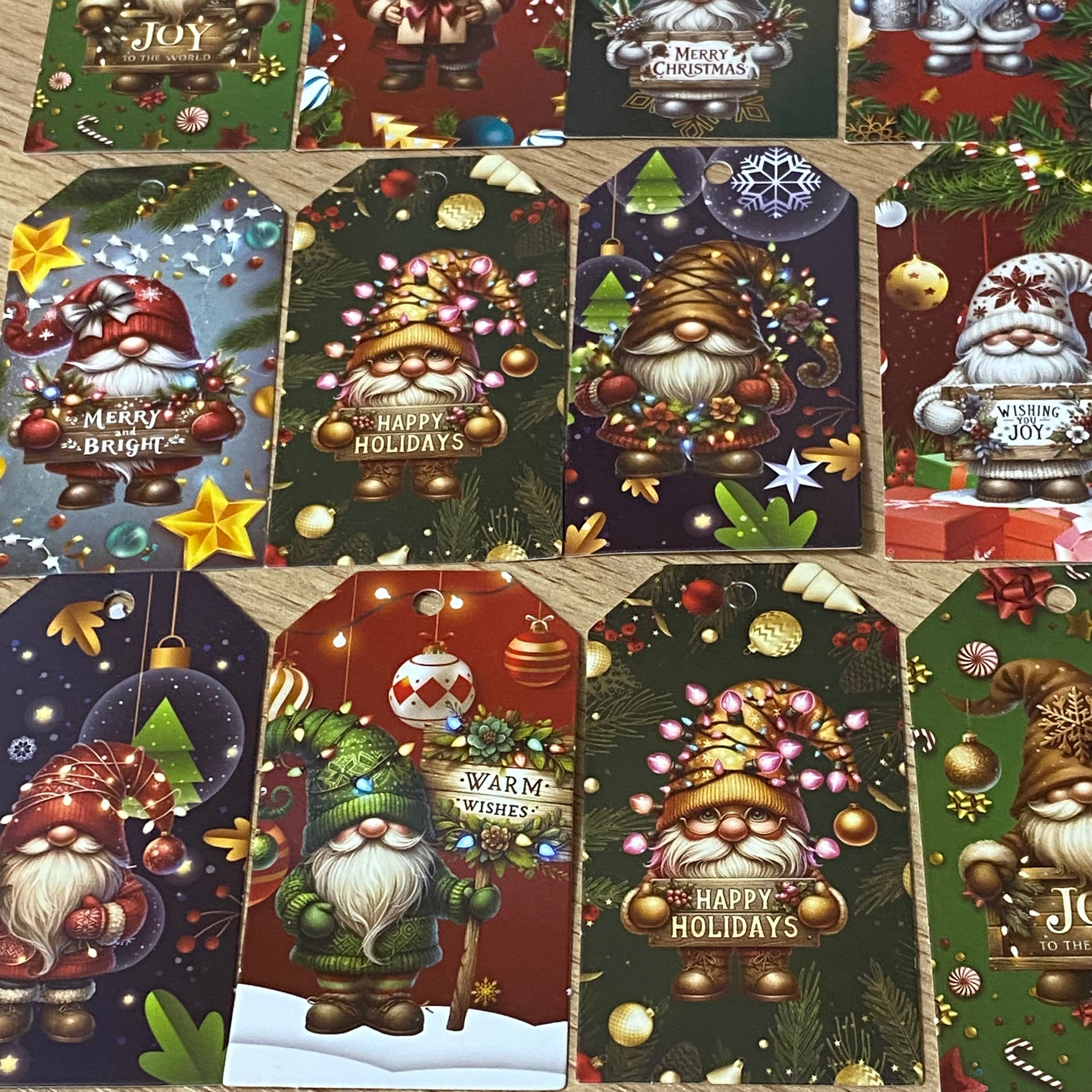gnome gnomes small card tag tags set of 10 vibrant festive christmas gift gifts gonk gonks cute kawaii uk stationery packaging supplies shop store