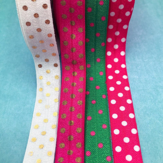 Polka Dots Elastic Ribbon 15mm