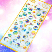 HALF PRICE Crystal Gold-Foiled Puffy Stickers- Planets