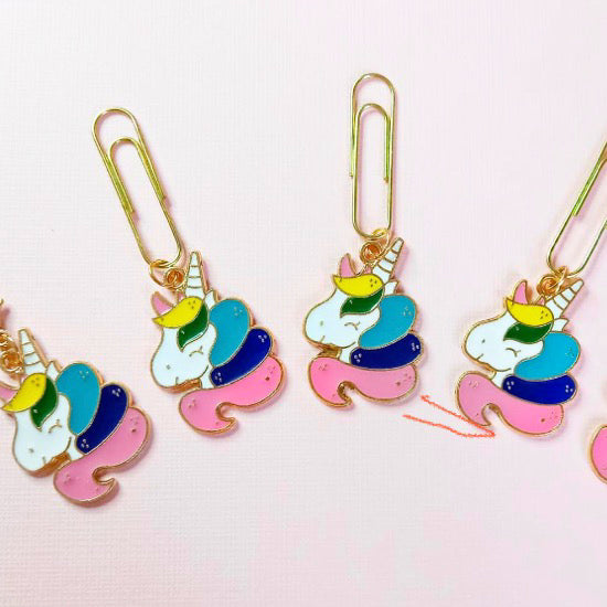 Just 40p! Rainbow Unicorn Enamel Charm Planner Charm or Paper Clip #P96