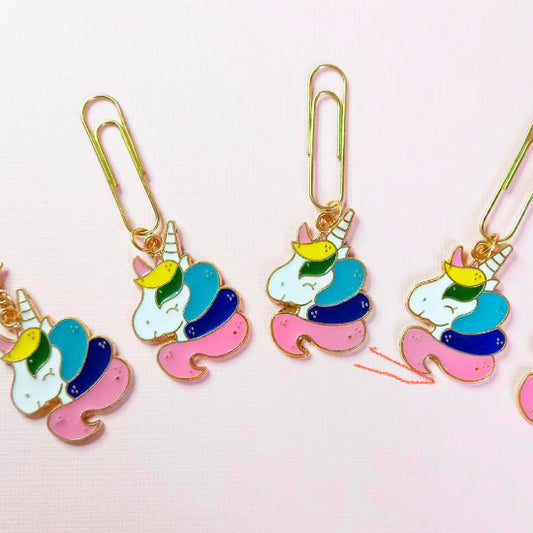 Just 40p! Rainbow Unicorn Enamel Charm Planner Charm or Paper Clip #P96
