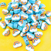 Rainbow & Clouds Polymer Clay Beads x1/6
