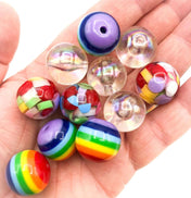 75% OFF Jumbo 20mm Acrylic Beads- Clear AB, Rainbow Stripe or Confetti slight seconds