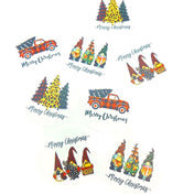 HALF PRICE Gnomes Trees & Christmas Truck Large Stickers x 8 /16 38mm