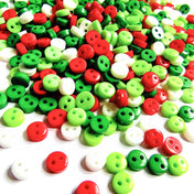 6mm festive small tiny acrylic buttons set of 50 green white red