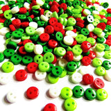 Very Small 5mm Resin Buttons Christmas Red White & Green 100