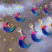 silver tone metal moon crescent moons ombre enamel planner charm paper clip clips charms uk cute kawaii gifts pink purple blue turquoise planning
