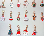 christmas gold tone metal planner clip charm charms clips stitch marker markers uk cute gift gifts handmade tree festive santa bell snowman deer rudolph