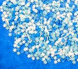 polymer clay snowflake snow flake flakes snowflakes fimo nail art decal decals slices sprinkle sprinkles blue aqua turquoise white uk cute kawaii craft supplies