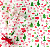 retro christmas tissue paper 1950 1950s festive vintage feel scandi deer tree green pink red uk rex london sheets tissue paper papers wrap packaging 