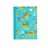 cheetah bright turquoise teal yellow orange notebook note book a6 small size lined pages uk cute kawaii stationery rex london animals wild animal cheetah