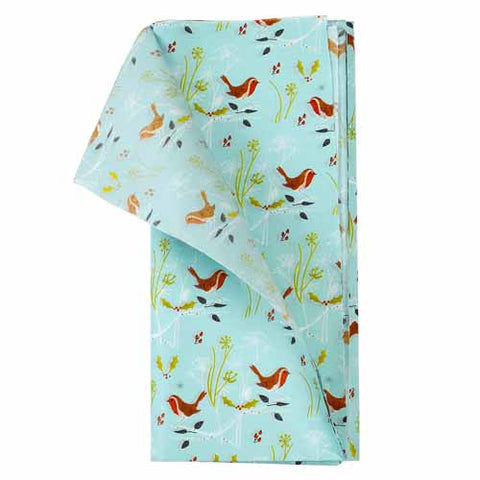 rex london winter walk tissue paper small pack of 2 sheets taster bundle pale blue light turquoise gift wrap wrapping uk packaging supplies robin robins nature woodland