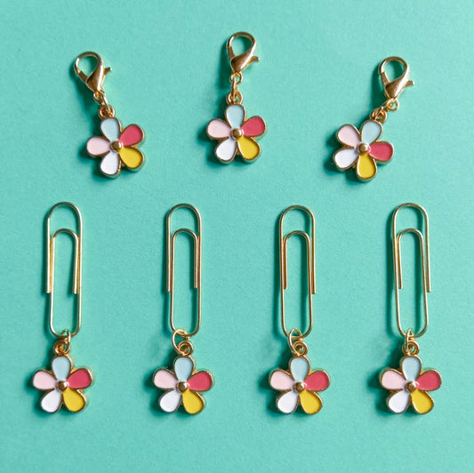 rainbow flower flowers floral colourful planner clip clips charm charms paper gold tone metal uk gift gifts planning accesssory