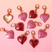 pink or red glitter heart hearts planner charm charms clip clips uk cute kawaii planning accessories gold tone metal stitch marker